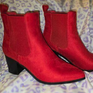 Red suede booties (Tried on only)